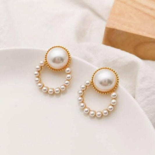 Pinapes vintage style circle pearl earrings - HalfPe