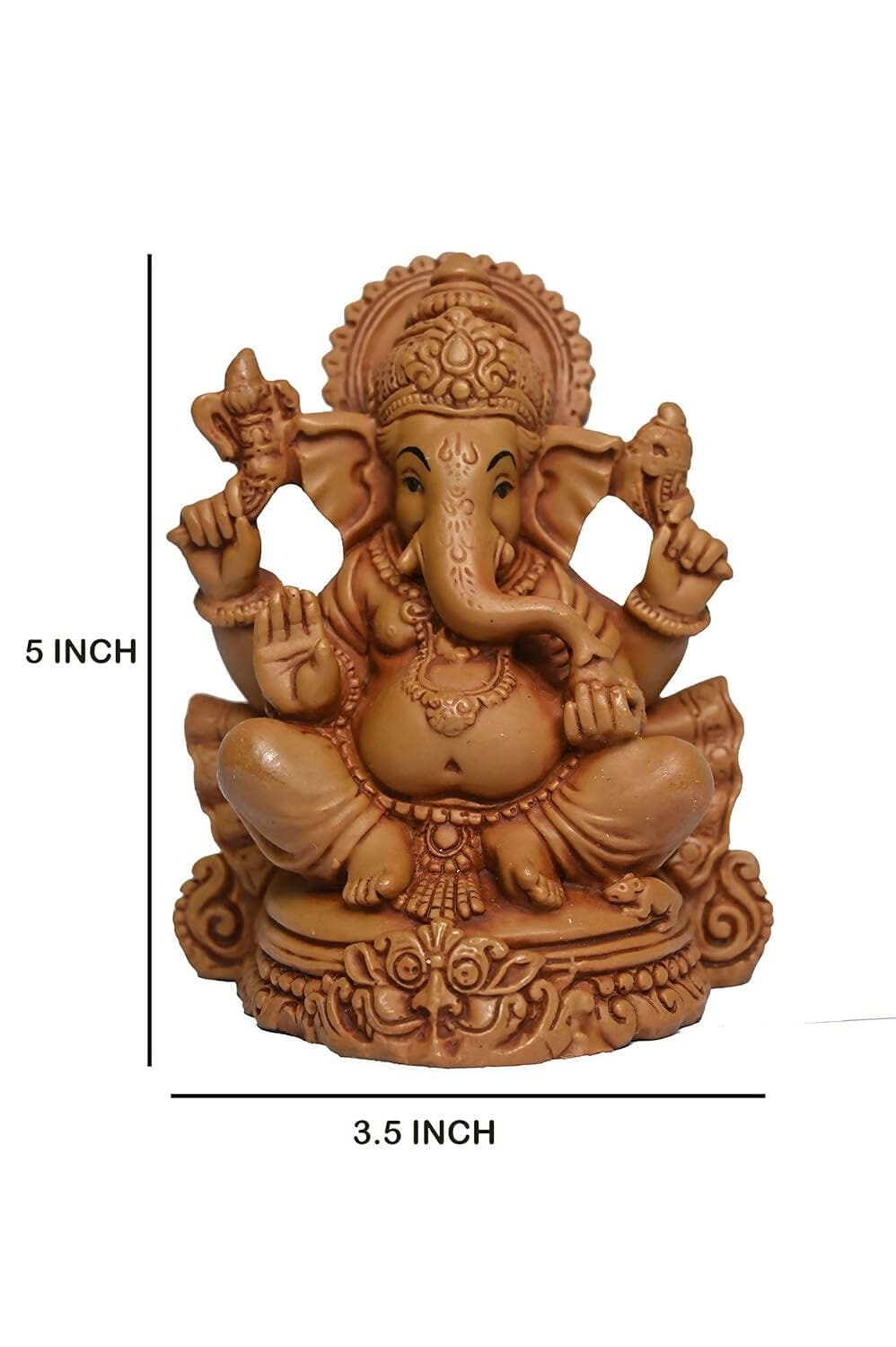 KariGhar Ganesh Idol , Ganpati Bappa Gifting Brown, (2.8 x 3.5 x 5 Inch) - HalfPe