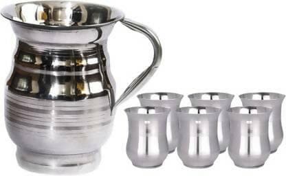 SHINI LIFESTYLE Stainless , Water Jug, juice glass, Steel glass Jug Glass Set - HalfPe