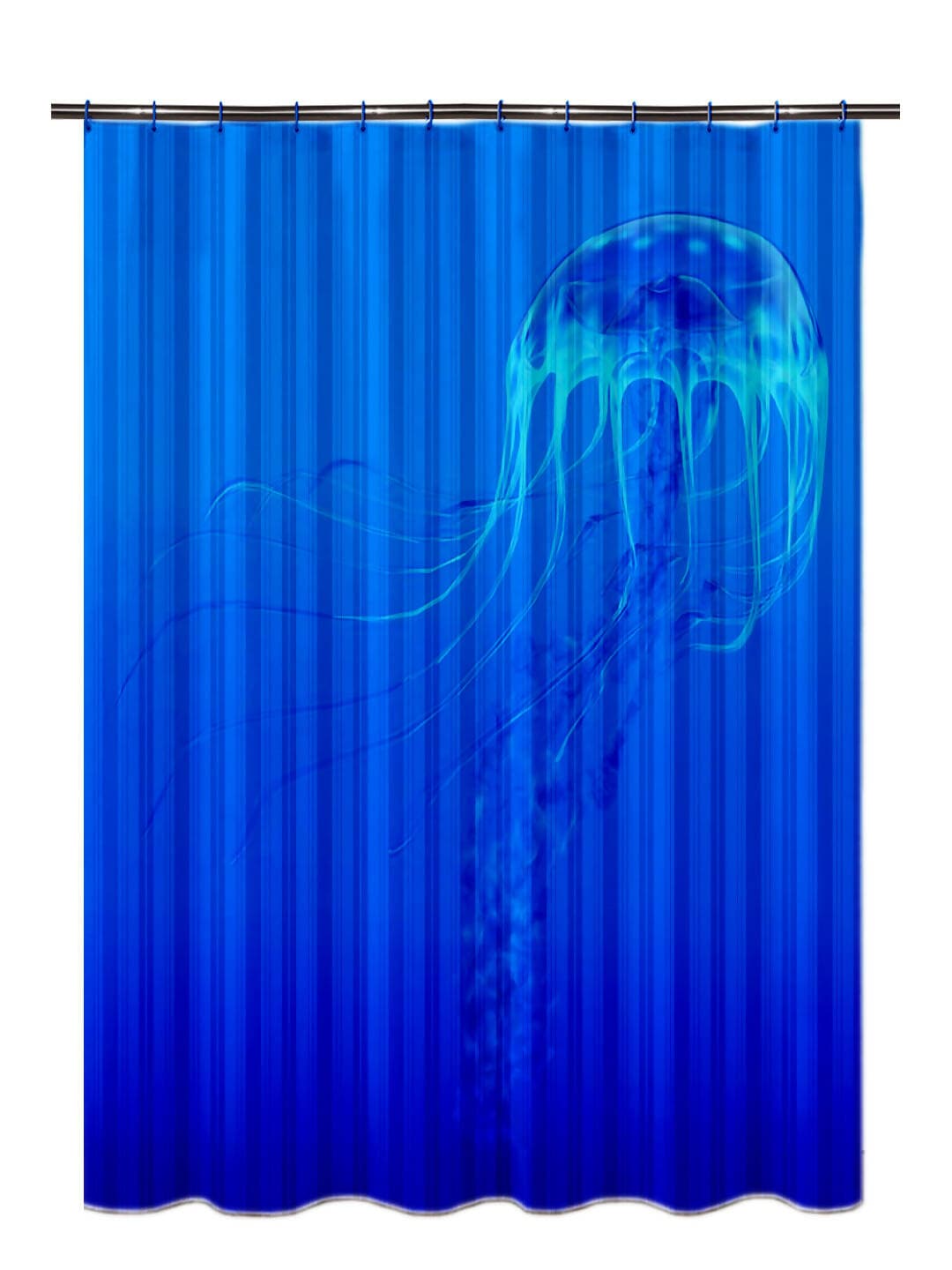 Lushomes shower curtain, Jelly Fish Printed, Polyester waterproof 6x6.5 ft with hooks, non-PVC, Non-Plastic, For Washroom, Balcony for Rain, 12 eyelet & no Hooks (6 ft W x 6.5 Ft ) - HalfPe