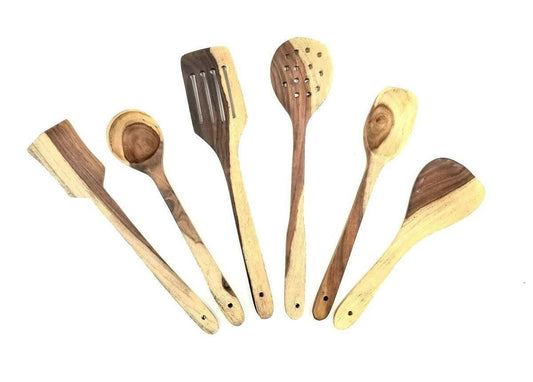 Saharanpur Handicraft Wooden Spoon - Set of 6 - HalfPe