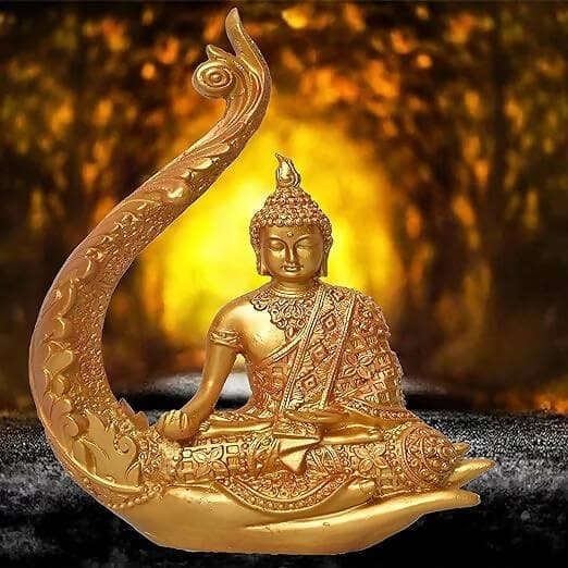 KariGhar Antique Meditating Buddha Statue Idol Perfect for Home | Prayer Room | Living Room | Decoration & Gifting (A0110) - HalfPe