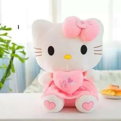 AVSHUB Soft Toys Kitti for Kids Animal Cute Lovely Cartoon Lovable Huggable Birthday Gift Babies for New Born, Girls, Boy, Home Decor (White and Pink) - HalfPe
