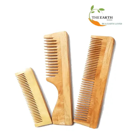 Kacchi neem wood comb (pack of 3) | THE EARTH TRADING - halfpeapp
