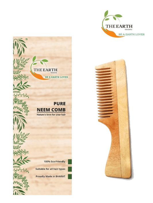 Kacchi neem wooden handle comb wide | THE EARTH TRADING - halfpeapp