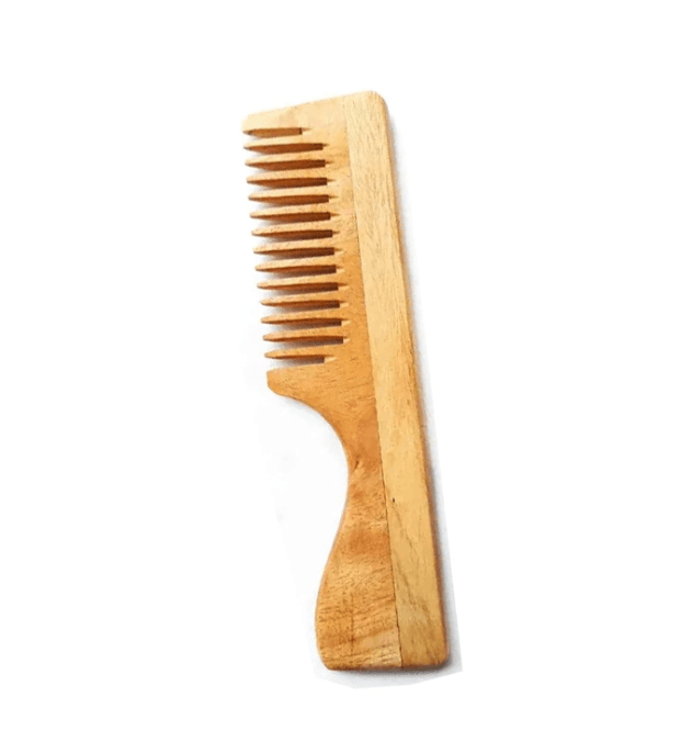 Kacchi neem wooden handle comb wide | THE EARTH TRADING - halfpeapp