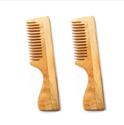 Kacchi neem wooden handle comb wide (pack of 2) | NATSBYTE - halfpeapp