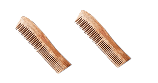 Kacchi neem wooden regular curve comb (pack of 2) | THE EARTH TRADING - halfpeapp