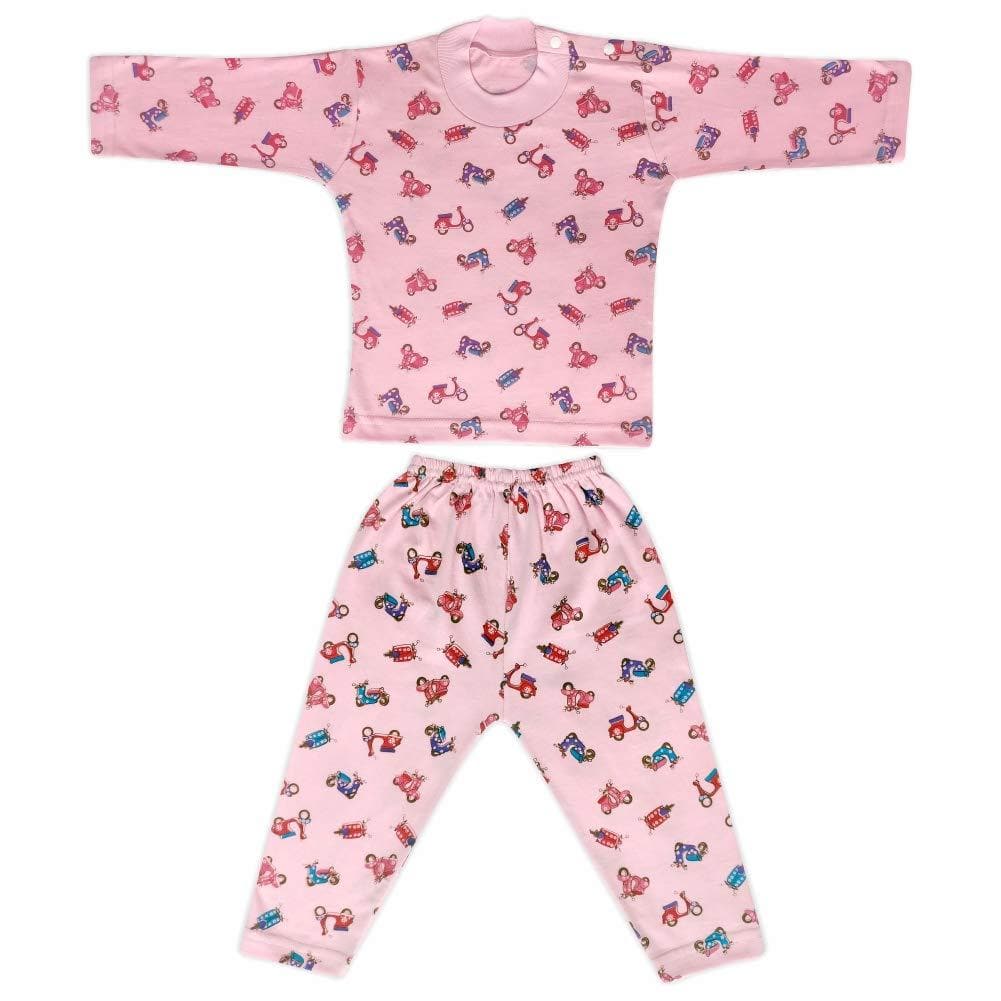 Kids and BEBS Baby Boy and Baby Girls Sleepwear Night Suit, Night Wear, Top & Pajama Set Full Sleeve with round neck printed pink (1 Years - 2 Years) - halfpeapp