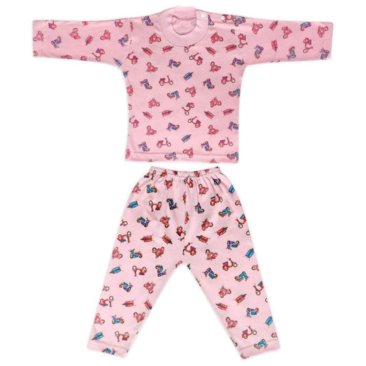 Kids and BEBS Baby Boy and Baby Girls Sleepwear Night Suit, Night Wear, Top & Pajama Set Full Sleeve with round neck printed pink (1 Years - 2 Years) - halfpeapp