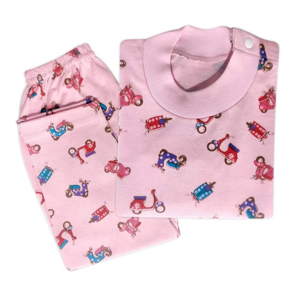 Kids and BEBS Baby Boy and Baby Girls Sleepwear Night Suit, Night Wear, Top & Pajama Set Full Sleeve with round neck printed pink (1 Years - 2 Years) - halfpeapp