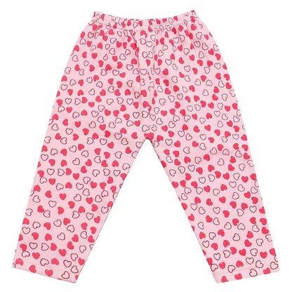 Kids and BEBS Baby Boy and Baby Girls Sleepwear Night Suit, Night Wear, Top & Pajama Set Full Sleeve with round neck printed pink hearts (1 Years - 2 Years) - halfpeapp