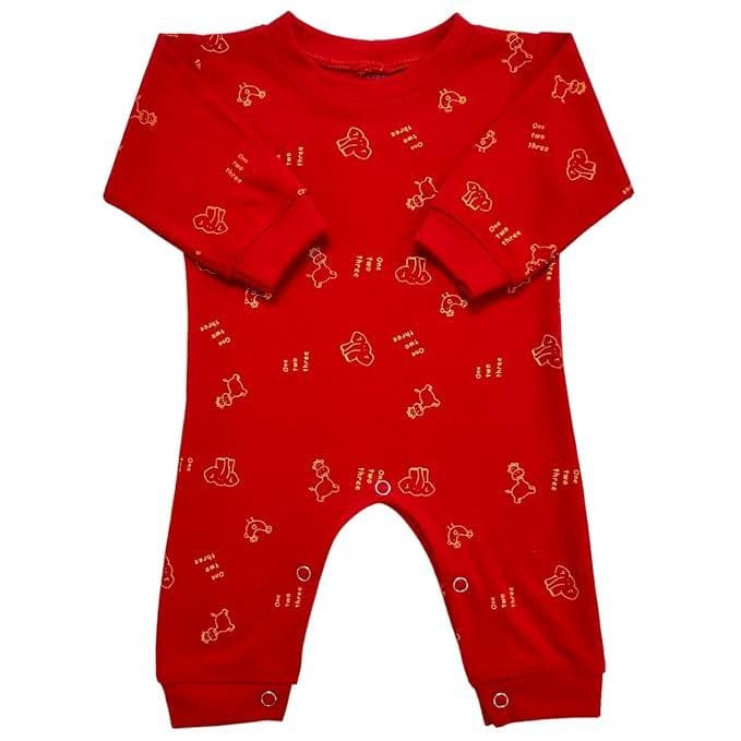 KIDS & BEBS Cute Elephant Print Rompers for Baby Boy And Baby Girls Made With Soft 100% Pure Cotton Fabric Summer Friendly ( Red, 0 - 3 months ) - halfpeapp