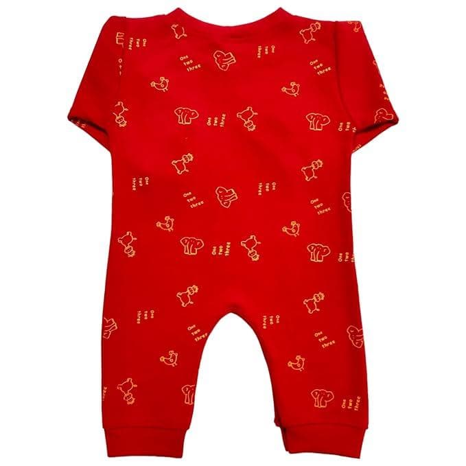 KIDS & BEBS Cute Elephant Print Rompers for Baby Boy And Baby Girls Made With Soft 100% Pure Cotton Fabric Summer Friendly ( Red, 0 - 3 months ) - halfpeapp