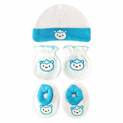 KIDS AND BEBS Mitten (gloves) booties and cap set made with soft and pure cotton febric suitable for 0 months to 1 year new born baby girls and boys pack of 1 - halfpeapp