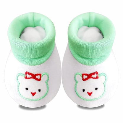 KIDS AND BEBS Mitten (gloves) booties and cap set made with soft and pure cotton febric suitable for 0 months to 1 year new born baby girls and boys pack of 1 - halfpeapp