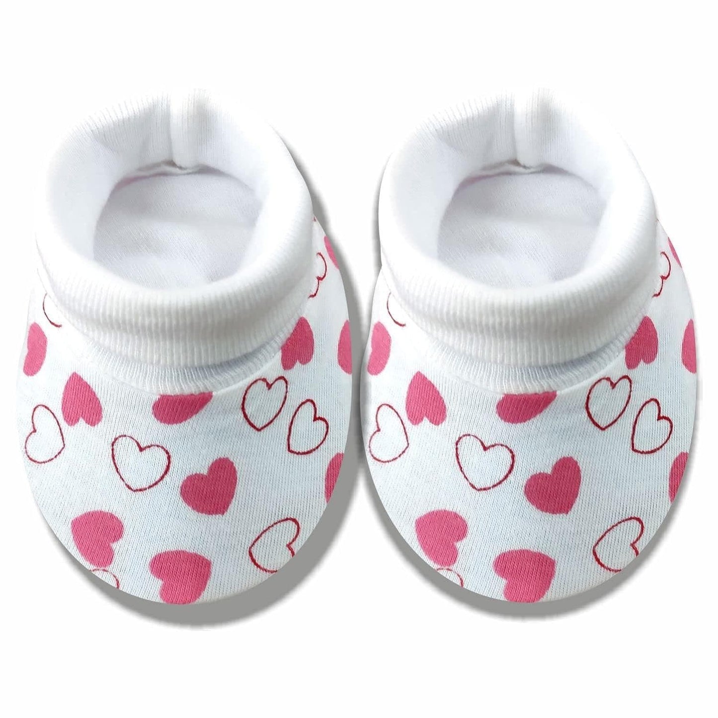 KIDS AND BEBS New Born Baby Mitten And Booties Set ( heart pink ) - halfpeapp