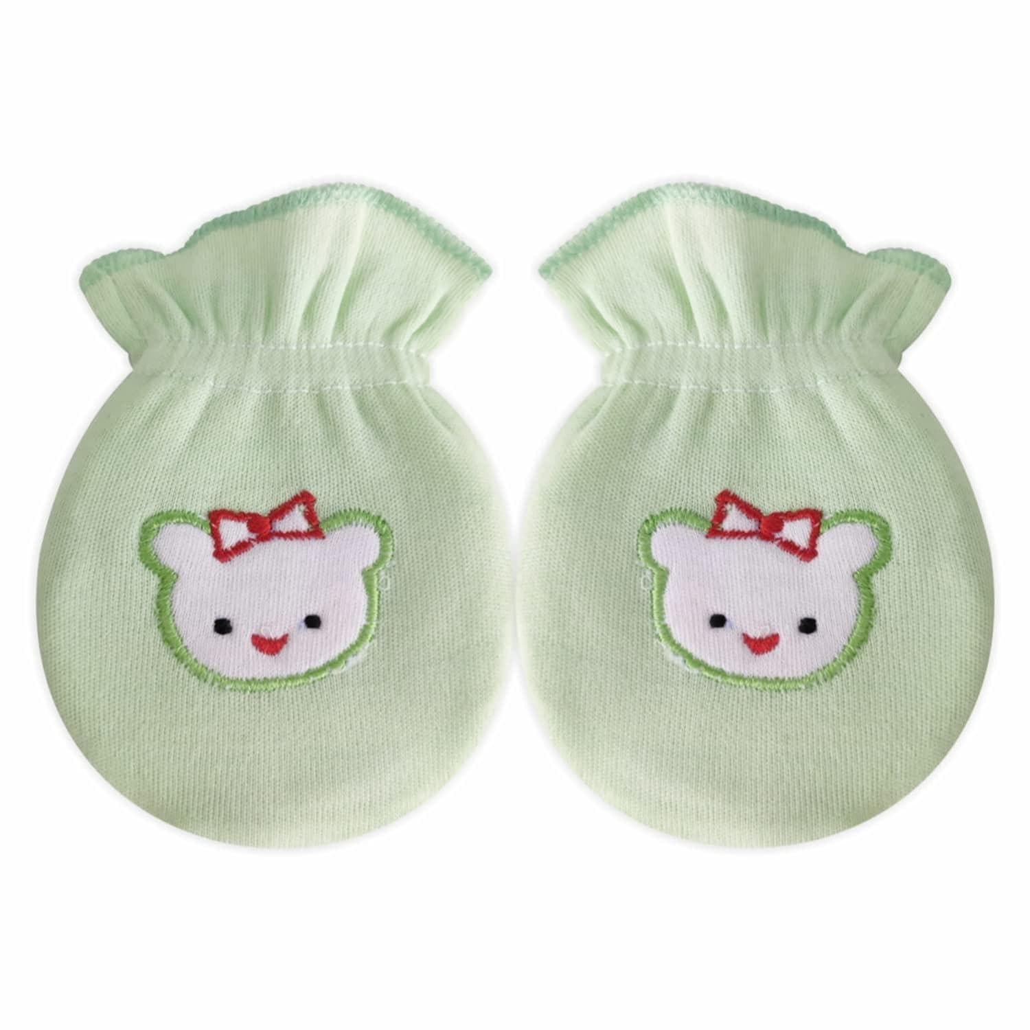 KIDS AND BEBS New Born Baby Mitten And Booties Set ( light green ) - halfpeapp