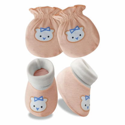 KIDS AND BEBS New Born Baby Mitten And Booties Set ( light orange ) - halfpeapp