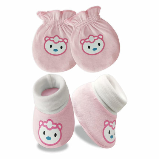 KIDS AND BEBS New Born Baby Mitten And Booties Set ( light pink ) - halfpeapp