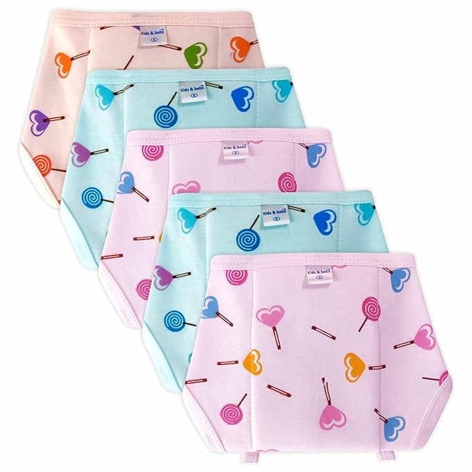 KIDS&BEBS Printed, Reuable, Cushioned Soft Cotton Nappy for Baby Boy, Girls Newborn And Infants Pack of 5 (Lolipop Print, 0-3 Months) - halfpeapp