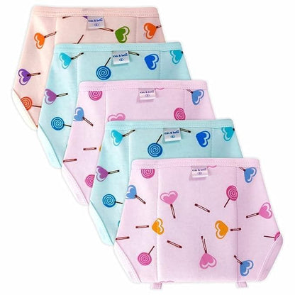 KIDS&BEBS Printed, Reuable, Cushioned Soft Cotton Nappy for Baby Boy, Girls Newborn And Infants Pack of 5 (Lolipop Print, 3-6 Months) - halfpeapp