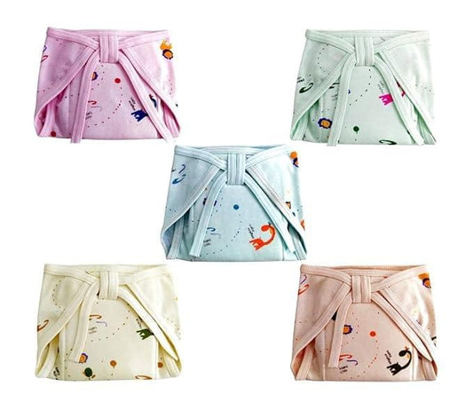 KIDS&BEBS Printed, Reuable, Cushioned Soft Cotton Nappy for Baby Boy, Girls Newborn And Infants Pack of 5 (Random Print, 0-3 Months) - halfpeapp