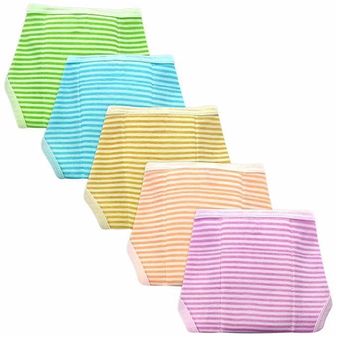 KIDS&BEBS Printed, Reuable, Cushioned Soft Cotton Nappy for Baby Boy, Girls Newborn And Infants Pack of 5 (Straight Line, 0-3 Months) - halfpeapp