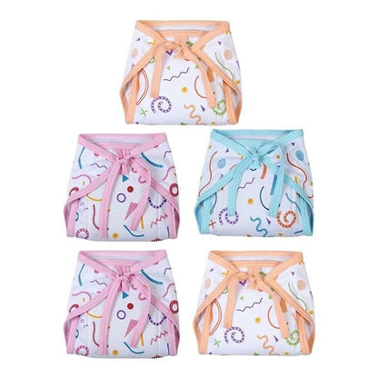 KIDS&BEBS Printed, Reuable, Cushioned Soft Cotton Nappy for Baby Boy, Girls Newborn And Infants Pack of 5 (Zigzag, 0-3 Months) - halfpeapp