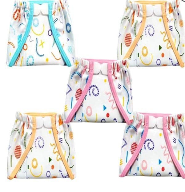 KIDS&BEBS Printed, Reuable, Cushioned Soft Cotton Nappy for Baby Boy, Girls Newborn And Infants Pack of 5 (Zigzag velcro, 6-9 Months) - halfpeapp