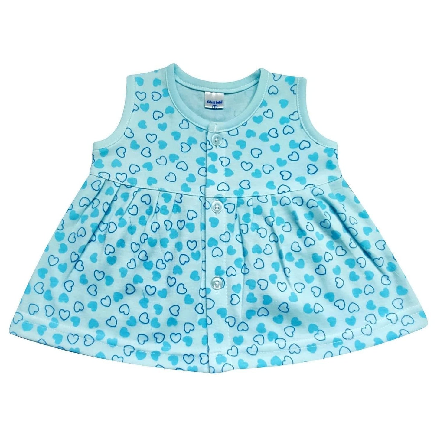 KIDS&BEBS Soft and Pure Cotton Frock for New Born Baby Girls ( blue , 0 - 3 months ) - halfpeapp