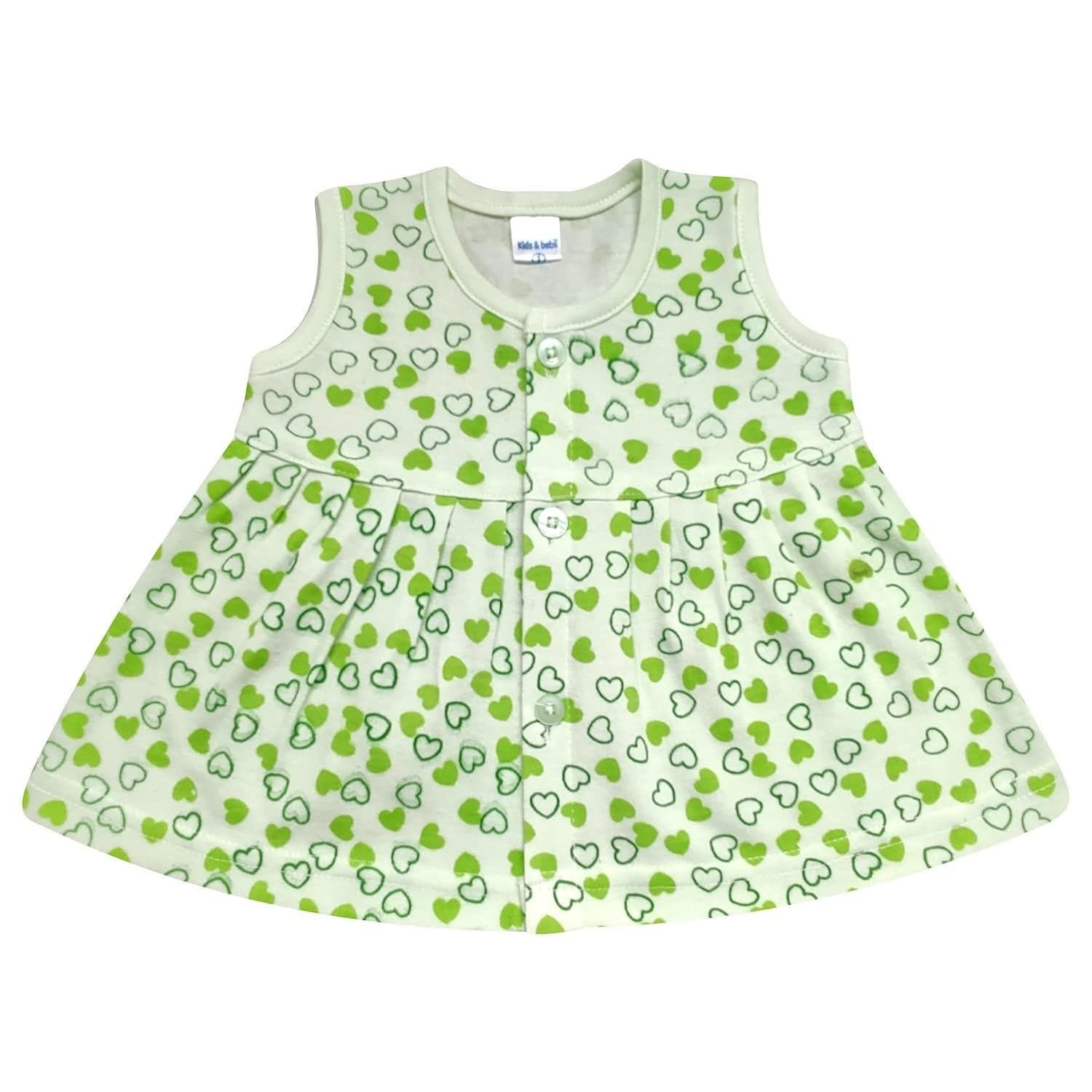 KIDS&BEBS Soft and Pure Cotton Frock for New Born Baby Girls ( green , 3 - 6 months ) - halfpeapp