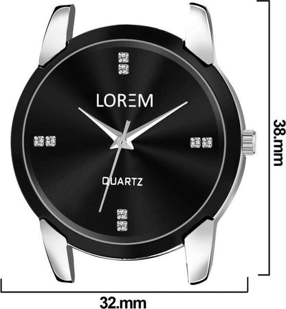 LOREM Black Stylish Dial Analog Watch For Women LR343 - HalfPe