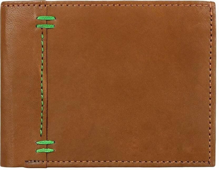 Men Trendy Tan Genuine Leather Wallet (7 Card Slots) - HalfPe