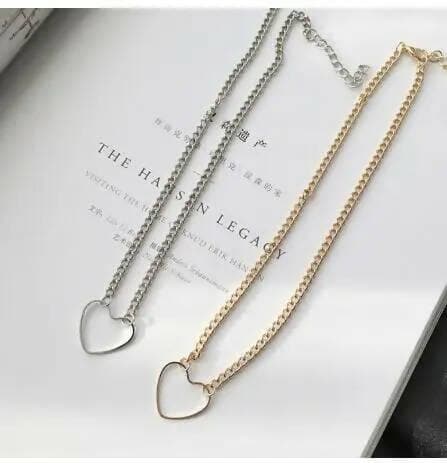 Pinapes Gold Hollow BIg Heart Necklace Fashion 2023 Jewelry Statement Set of 2 - HalfPe