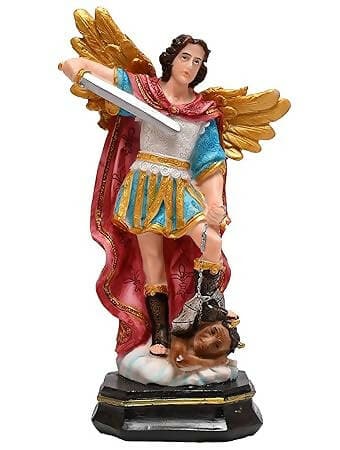 KariGhar Resin St Michael Statue the Archangel Idol Perfect for Home, Office, Prayer Room, Gifting and Decoration Multicolor, 6 x 11 x 20 Cm - HalfPe