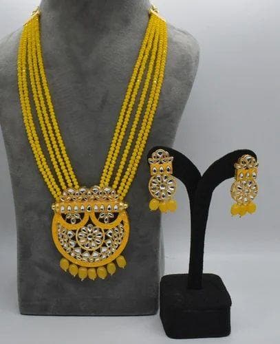 Kudan meenakari long necklace with earrings - halfpeapp