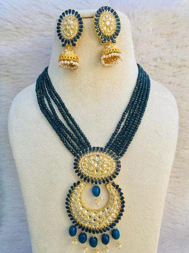 Kundan long necklace set - halfpeapp