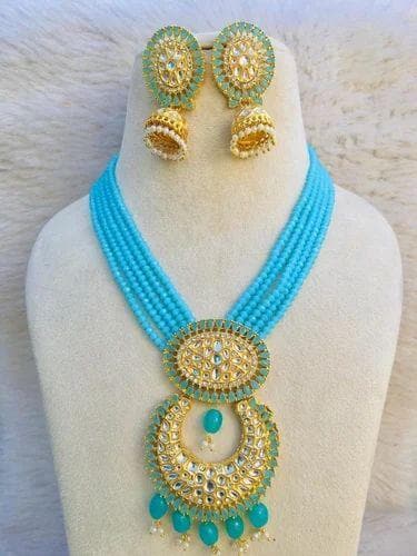 Kundan long necklace set - halfpeapp