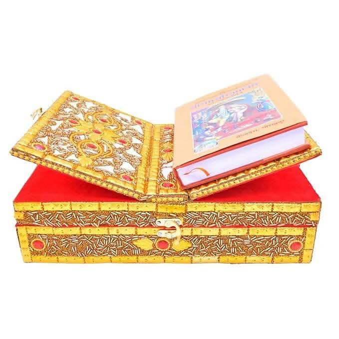 Santarms Wooden for Reading - ramcharitmanas Box Stand Fordable bhagwat Geeta Stand Box - HalfPe
