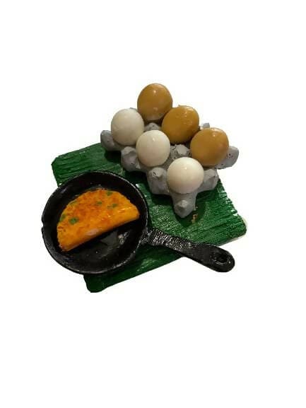 Eggs and Omelette Miniature Food Fridge Magnet - HalfPe