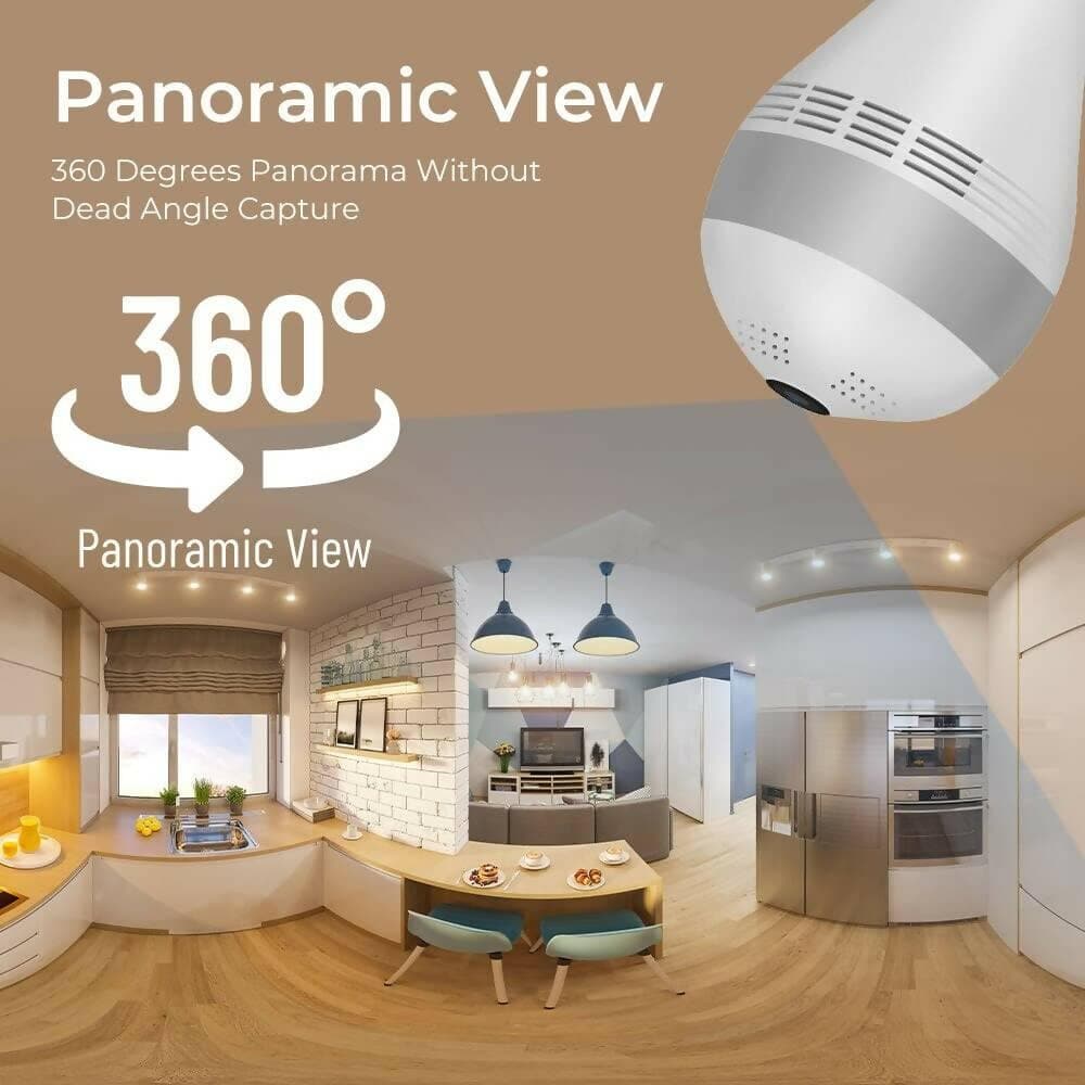 Full HD Bulb CCTV Camera with 360 Degree View, Smart Motion Detection, Two Way Audio, Wi-Fi Mobile Connectivity,Colored Night Vision - HalfPe