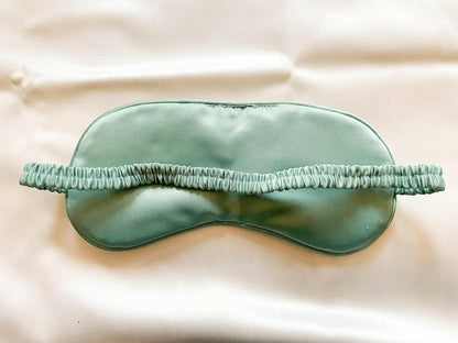 Plain Mint Green Satin Eyemask with piping & fabric covered elastic - HalfPe