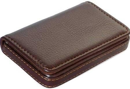 Pocket Sized Stitched Leather Business ATM Visiting Card Holder (Set of 1, Brown) - HalfPe