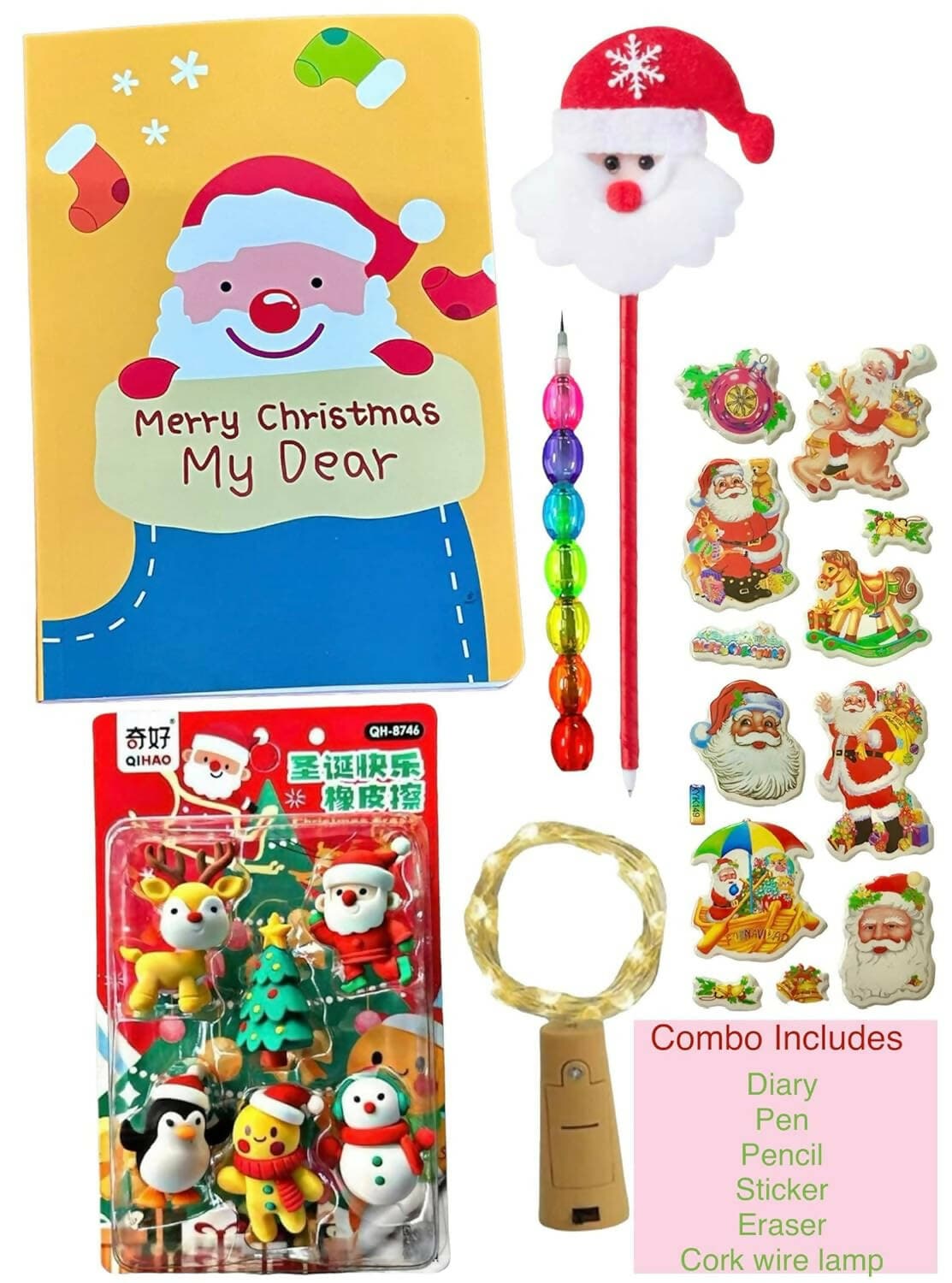 Le Delite Christmas Gifts for Kids- Xmas Goggles with Cork led Light , Unicorn Diary a6 Size Notebook and Pen - HalfPe