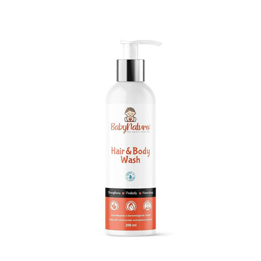 Babynaturo Baby Hair and Body Wash - pH balanced 2 in 1 Tear Free & Soap Free (200ml) - HalfPe