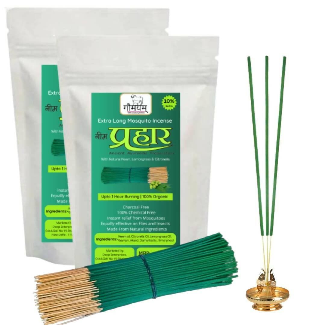 Gaumayam Prahaar Neem Dhoop Sticks Agarbatti 1 Hour Burning Natural neem citronella Fragrance (220 sticks) - HalfPe