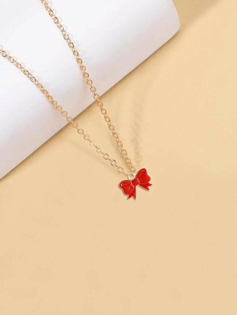 Pinapes Bow Red Inspirational Necklace Gifts For Women Teen Girls - HalfPe