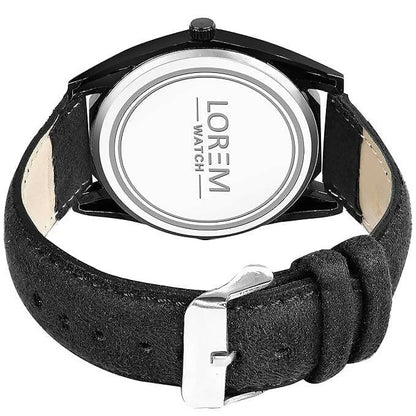 LOREM Black 3d embossed Dial Analog Watch For Men LR82 - HalfPe