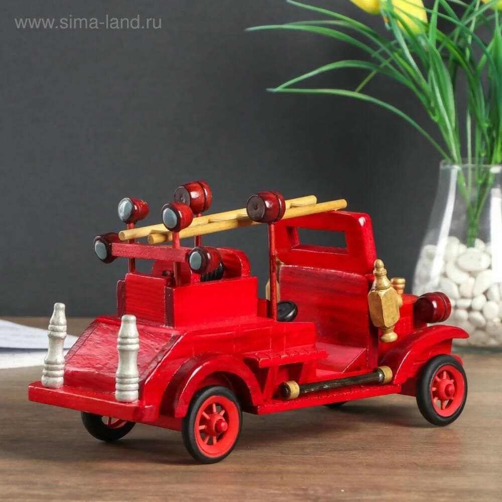 GM Wooden Fire Truck Showpiece For Home & Office Décor Decorative Showpiece - HalfPe